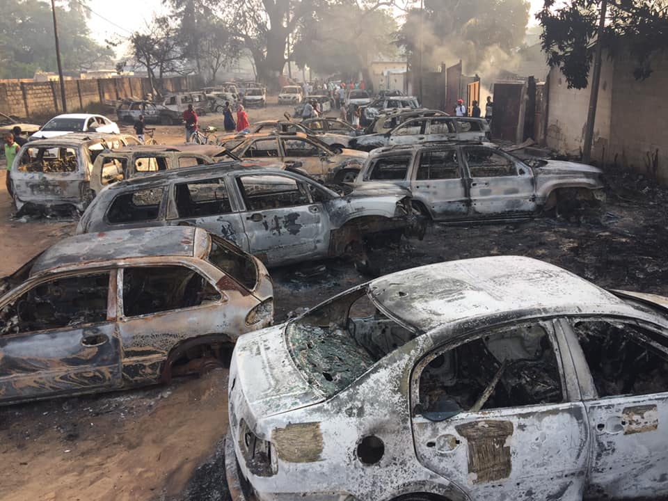 Cars destroyed in fire in Gambia