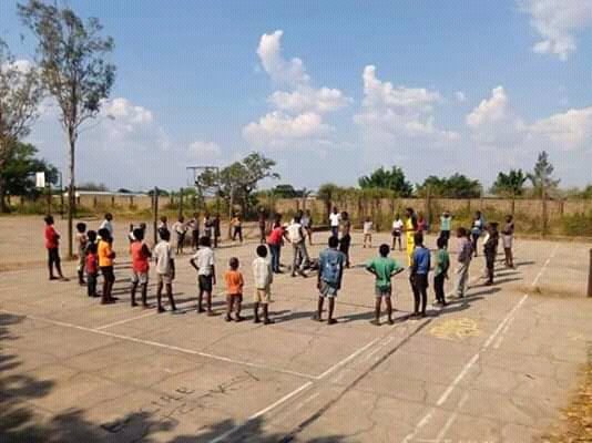 Children gather for skating