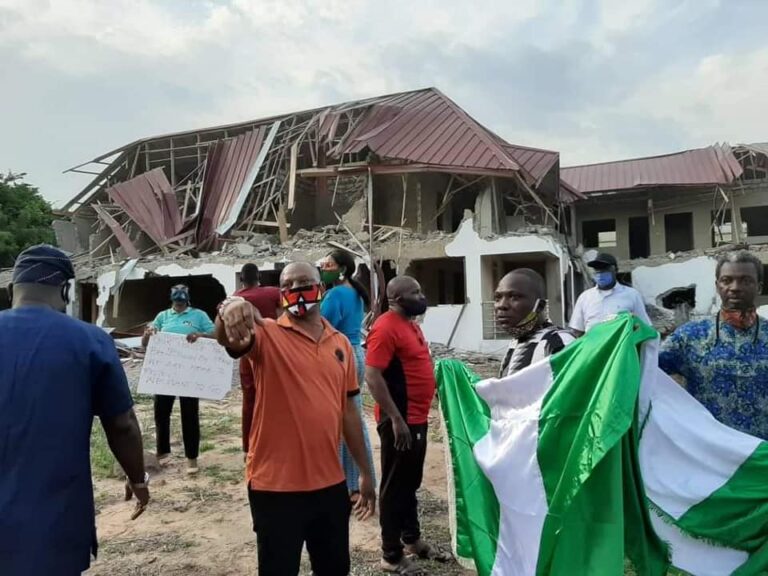Tension high as Nigerians protest demolishing at Ambassador’s residence in Ghana