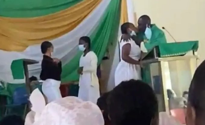 Priest kisses students in Ghana