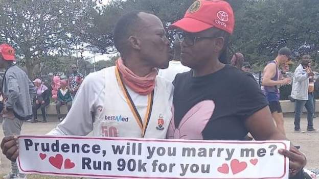 Man runs to proposal